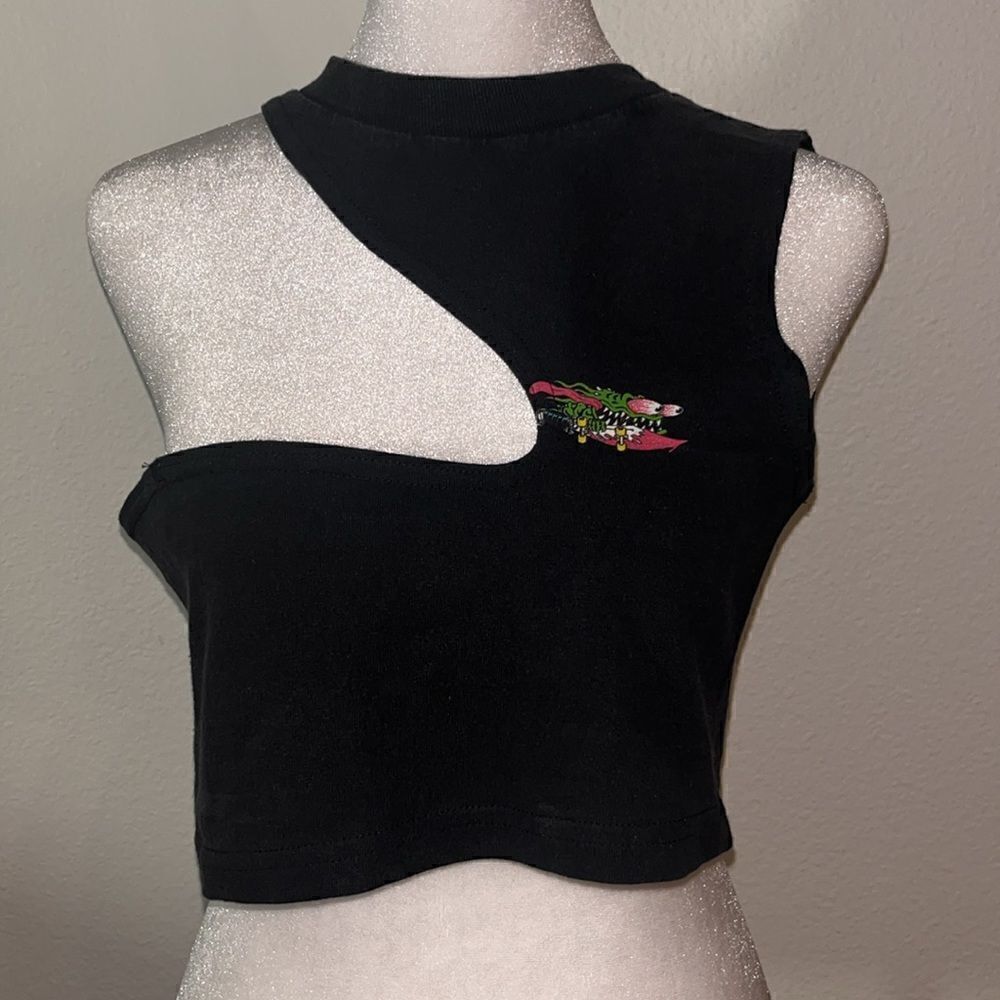 Vintage custom asymmetric cropped tank
